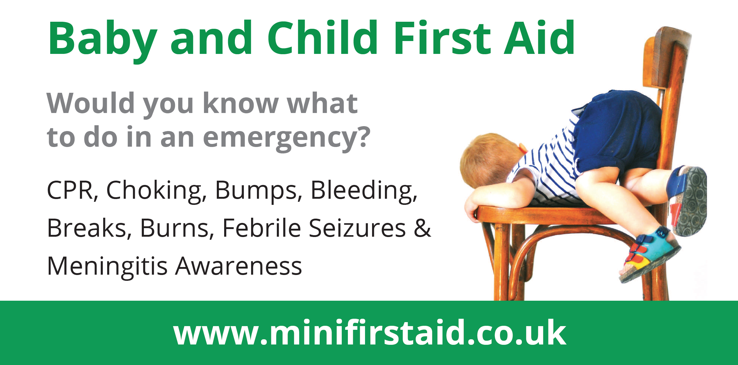 Mini First Aid Bedfordshire and Luton banner Baby First Aid
