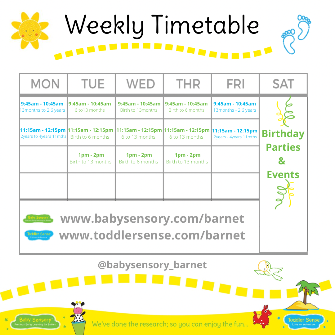 Baby Sensory Barnet, Borehamwood, Elstree, Potters Bar, Southgate, Oakwood, Hadley wood banner Sensory